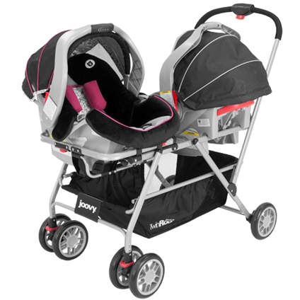 Twin stroller frame store for car seat