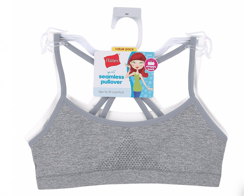 Hanes Girls Bra Set, Flex to Fit Comfort Seamless Molded Wire-Free /Strappy  Back