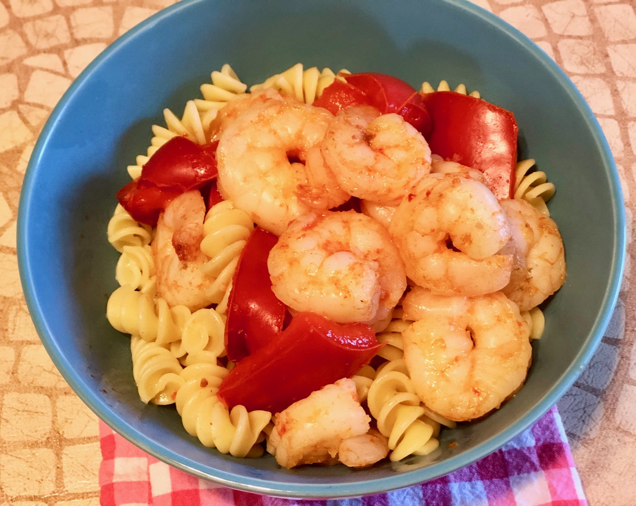 Ginger Garlic Shrimp and Red Pepper Pasta