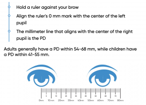 pupil distance for glasses