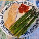 Sheet Pan Dinner: Garlic Lime Salmon Asparagus and Tomatoes