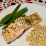 Air Fryer Lemon Dill Salmon on a plate